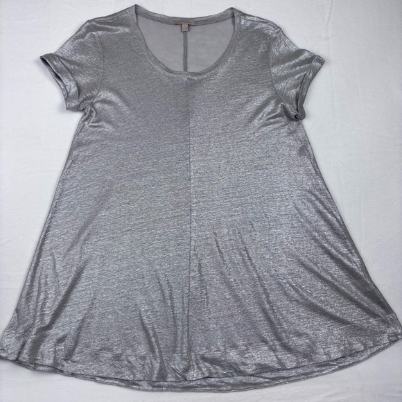 BORDEAUX Anthropologie Women’s XS Silver Metallic Swing Dress Tunic A-Line Top - Picture 3 of 13